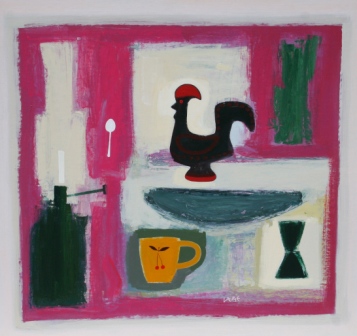 SIMON LAURIE - yellow cup and cockerel