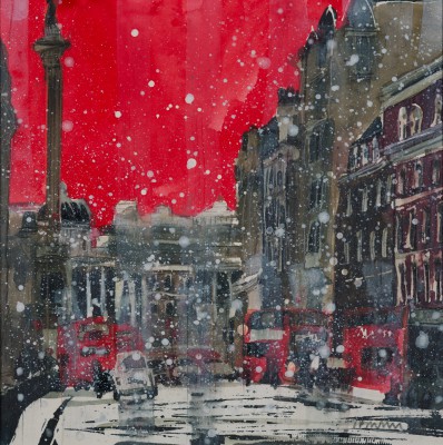 SUSAN BROWN - snow storm toward trafalgar square