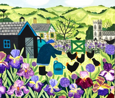 VANESSA BOWMAN - hens and spring irises