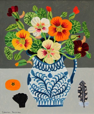 Nasturtiums and Feather