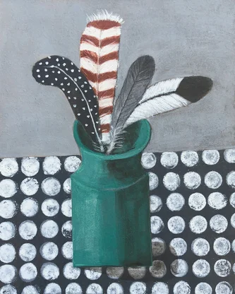 Little Green Vase with Feathers