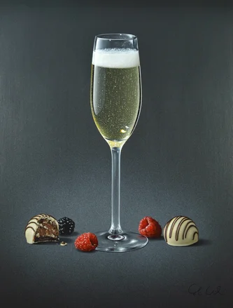 Scottish Artist COLIN WILSON - Champagne with Chocolates and Fruit