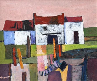 Scottish Artist DAVY BROWN - Old Farm Buildings