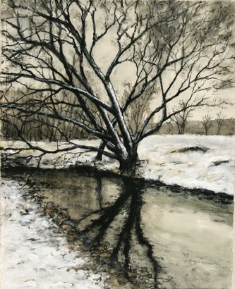 Scottish Artist DONALD PROVAN - Leaning Alder