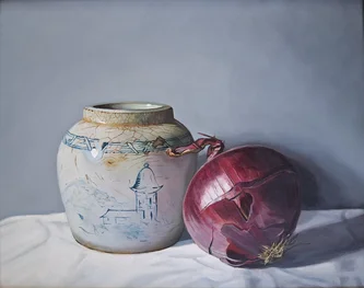 Scottish Artist JANE CRUICKSHANK - Chinese Pot and Red Onion