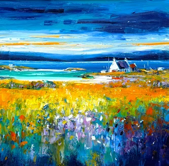 Scottish Artist JEAN FEENEY - Summer Flowers by the Sea, Isle of Islay