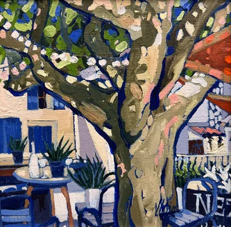 Scottish Artist JENNIFER IRVINE - Cafe Nez, Gigondas, Provence