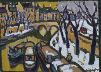 Scottish Artist JOAN GILLESPIE - Study for Barges on the Seine