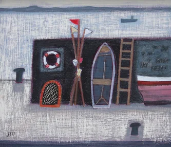 Scottish Artist JOCK MACINNES - Sea Wall with Life Belt