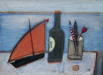 Scottish Artist JOCK MACINNES - Still Life with Feather, Float and Flower