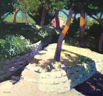 Scottish Artist JOHN KINGSLEY - Gardens at Beaulieu-sur-Mer