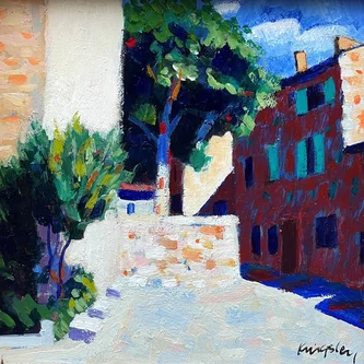 Scottish Artist JOHN KINGSLEY - Mediterranean Trees