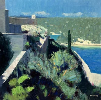 Scottish Artist JOHN KINGSLEY - Castle Gardens, Bonifacio, Corsica