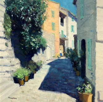 Scottish Artist JOHN KINGSLEY - Afternoon Shadows, Villefranche-sur-Mer