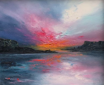 Scottish Artist LINDA PARK - Dappled Sun on Loch Bracadale, Isle of Skye