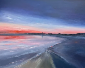 Scottish Artist LINDA PARK - Lilac Reflections, West Sands, St Andrews