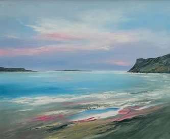 Scottish Artist LINDA PARK - Shimmers of Pink, Loch Brittle, Isle of Skye