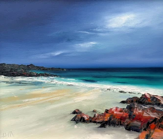 Scottish Artist LINDA PARK - Turquoise Tide, North Beach, Iona