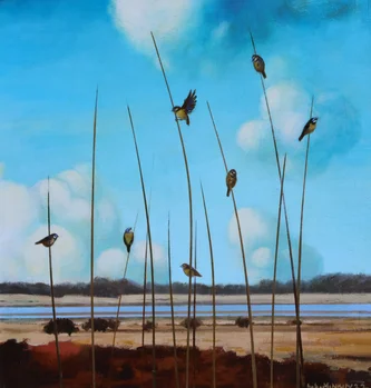 Scottish Artist LOUIS MCNALLY - Birds at the Bay
