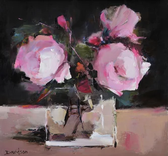 Peonies and Glass Vase