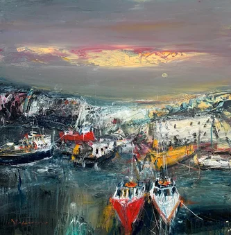 Busy Scottish Fishing Harbour