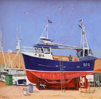 Scottish Artist ROBERT KELSEY - Fishing Boat, Macduff
