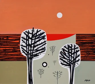 Scottish Artist SIMON LAURIE - Pink Winter Sky