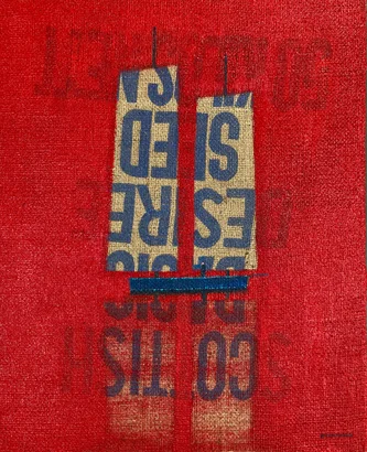 Scottish Artist STUART BUCHANAN - Red Sea (Hessian Sails)