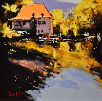 Scottish Artist TOM WATT - Lockhouse, Autumn Colour