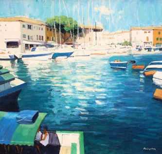 Scottish Artist JOHN KINGSLEY - Yachts at Port Grimaud