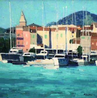 Scottish Artist JOHN KINGSLEY - Yachts at St Florent, Corsica