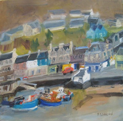Scottish Artist Alma WOLFSON - Harbour Street, Loch Fyne