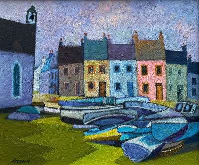 Scottish Artist Davy BROWN - Boat Yard