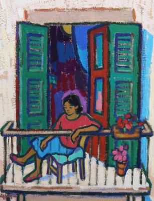 Scottish Artist Joan GILLESPIE - Balcony in Palma