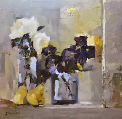 Scottish Artist Mary DAVIDSON - Rose, Pansies and Pears