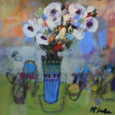 Scottish Artist Rory McLAUCHLAN  - White Pansies