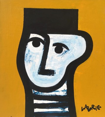 Scottish Artist Simon LAURIE - Porter Head on Yellow