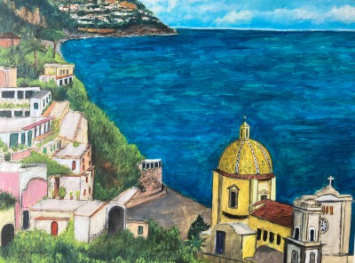 Positano, Early Evening painting by artist Stephanie DEES Positano, Early Evening painting by artist Stephanie DEES