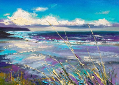 Scottish Artist Judith BRIDGLAND - Pearlescent Light through Grasses, Port Eynon